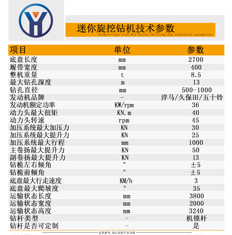 微型旋挖機(jī)參數(shù)